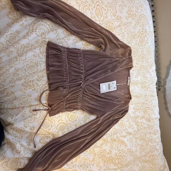 Zara Women's Brown and Tan Blouse - Picture 3 of 6